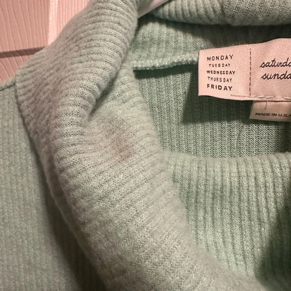 Anthropologie Saturday Sunday NWT seafoam green cowl drawstring sz XXS, 19” p2p - Picture 3 of 10